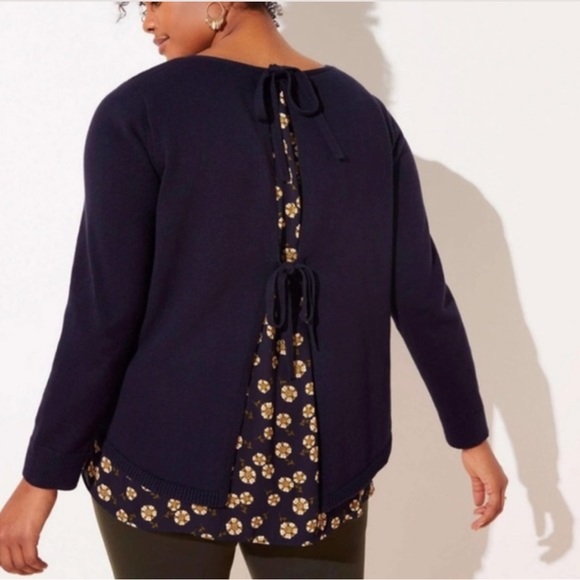 - Ann Taylor loft sweater tie back navy size large - Picture 11 of 11